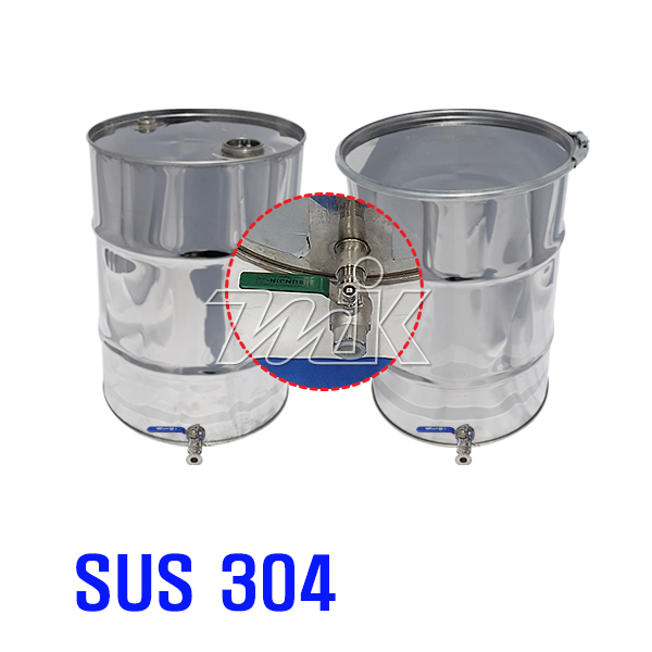 스텐드럼통100L(0.8T) 스텐밸브장착(밀폐/개방형)(20439) - 명인코리아